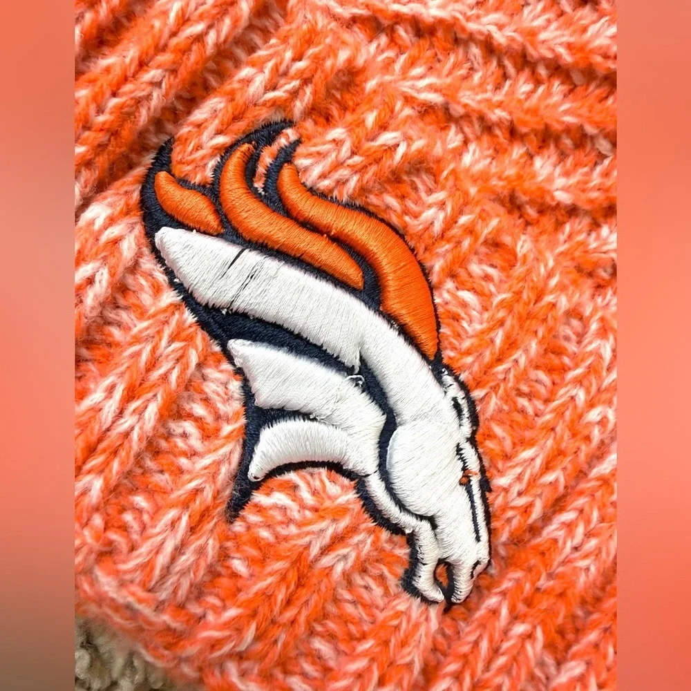 Denver Broncos New Era Knit Beanie Hat Orange & White Women’s One Size